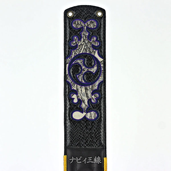 ティーガー蛇柄レザーブラック青線2